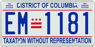 DC license plate EM1181