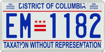 DC license plate EM1182