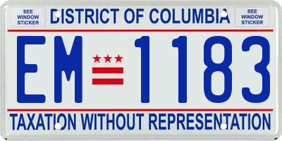 DC license plate EM1183