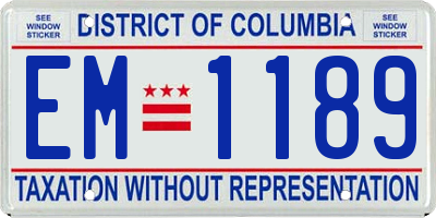 DC license plate EM1189