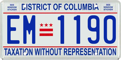 DC license plate EM1190