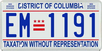 DC license plate EM1191