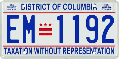 DC license plate EM1192