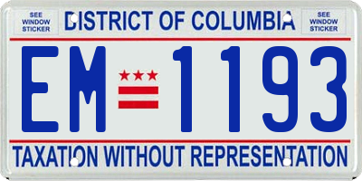 DC license plate EM1193