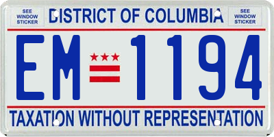 DC license plate EM1194
