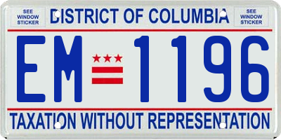 DC license plate EM1196