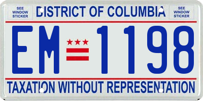 DC license plate EM1198