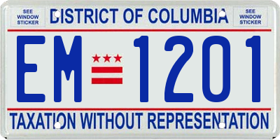 DC license plate EM1201