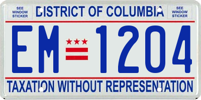 DC license plate EM1204