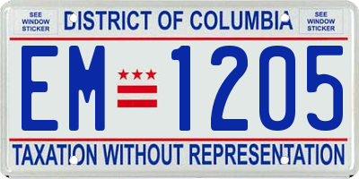 DC license plate EM1205
