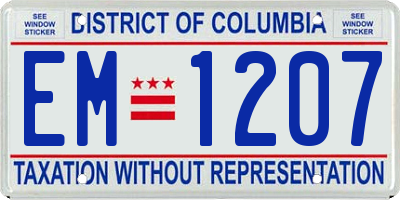 DC license plate EM1207
