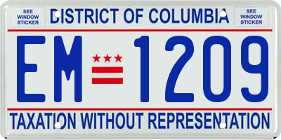 DC license plate EM1209