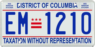 DC license plate EM1210