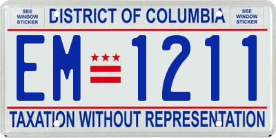 DC license plate EM1211