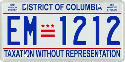 DC license plate EM1212