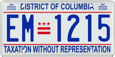 DC license plate EM1215