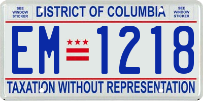 DC license plate EM1218