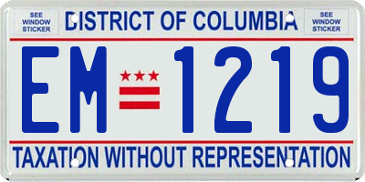 DC license plate EM1219