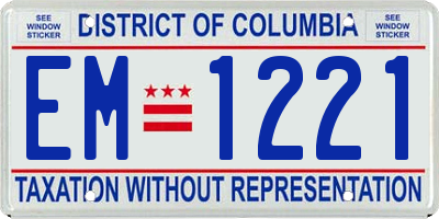 DC license plate EM1221