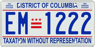 DC license plate EM1222