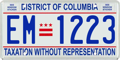 DC license plate EM1223