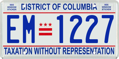 DC license plate EM1227