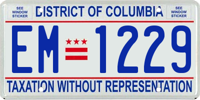 DC license plate EM1229