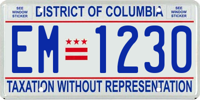 DC license plate EM1230