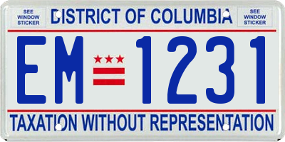 DC license plate EM1231