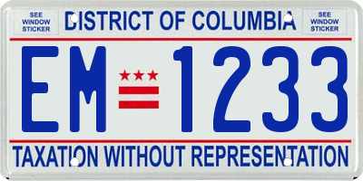 DC license plate EM1233