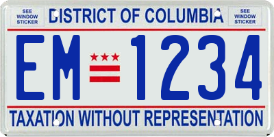 DC license plate EM1234