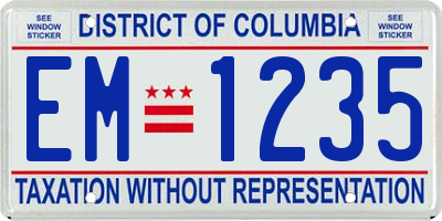 DC license plate EM1235