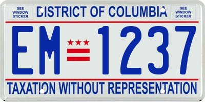 DC license plate EM1237