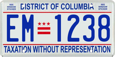 DC license plate EM1238