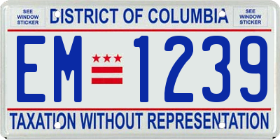 DC license plate EM1239