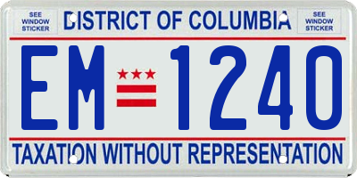 DC license plate EM1240