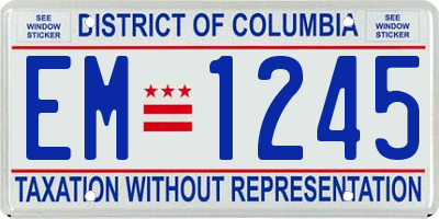 DC license plate EM1245