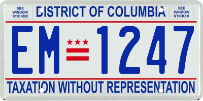 DC license plate EM1247