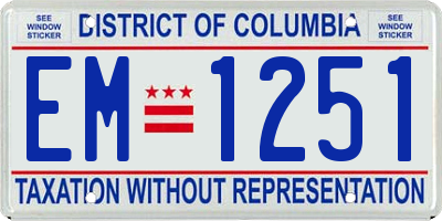 DC license plate EM1251