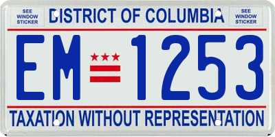 DC license plate EM1253