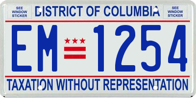 DC license plate EM1254