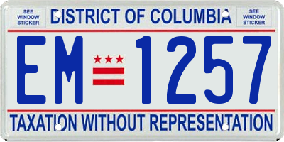 DC license plate EM1257