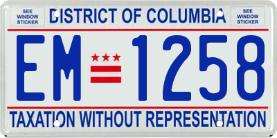 DC license plate EM1258