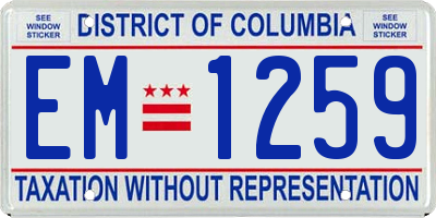 DC license plate EM1259