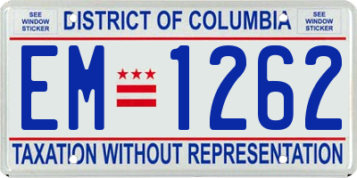 DC license plate EM1262