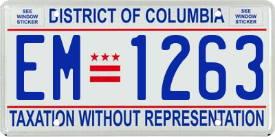 DC license plate EM1263