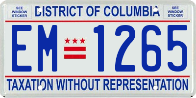 DC license plate EM1265
