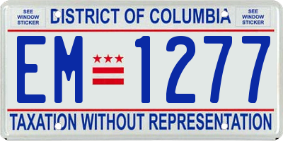 DC license plate EM1277
