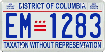 DC license plate EM1283