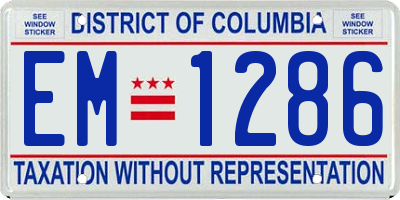 DC license plate EM1286